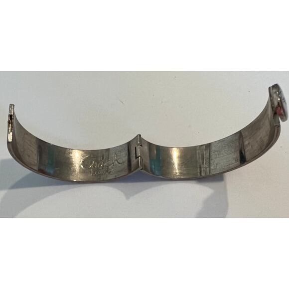 COACH Round Button Close Off White Enamel Colored Butterflies Bangle Bracelet - Picture 7 of 7